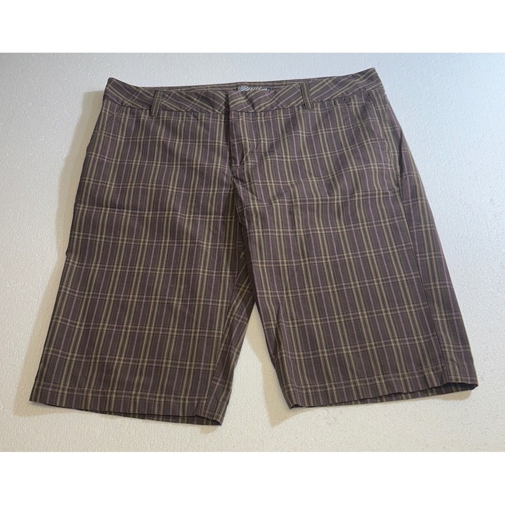 Volcom Brown Purple Plaid Bermuda Shorts Womens Size‎ 13 Skater Y2K Checkered